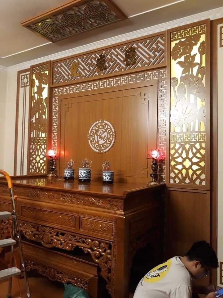 Thiết kế thi công trọn bộ phòng thờ (vách thờ và ban thờ đẹp) cho khách hàng Minh Khai _ Hải Phòng_4